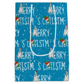 Vrolijk kerstfeest Snowman in Snowflakes Medium Cadeauzakje (Achterkant)