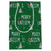 Vrolijk kerstfeest Snowman in Snowflakes Medium Cadeauzakje (Voorkant)