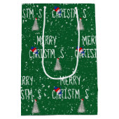 Vrolijk kerstfeest Snowman in Snowflakes Medium Cadeauzakje (Achterkant)