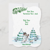 Vrolijk kerstfeest! Snowman met Cat en Puppy Invit Kaart (Achterkant)