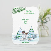 Vrolijk kerstfeest! Snowman met Cat en Puppy Invit Kaart (Staand voorkant)