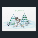 Vrolijk kerstfeest! Snowman met kat en puppy<br><div class="desc">Vrolijk kerstfeest! Snowman met kat en puppy - kleine hond ~~ gekleurd potlood door Krisi ArtKSZP ~~ Store Category >>> Vrolijk kerstfeest voor kinderen >>> Snowman met kat en puppy</div>