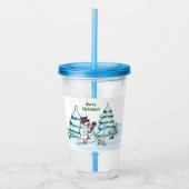 Vrolijk kerstfeest! Snowman met kat en puppy Acryl Drinkbeker (Voorkant)