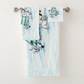 Vrolijk kerstfeest! Snowman met kat en puppy Bad Handdoek (Insitu)