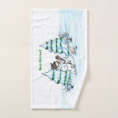 Vrolijk kerstfeest! Snowman met kat en puppy Bad Handdoek (Handdoek)