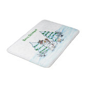 Vrolijk kerstfeest! Snowman met kat en puppy Badmat (Gekanteld)