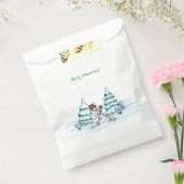 Vrolijk kerstfeest! Snowman met kat en puppy Bedankzakje (Gezegeld)