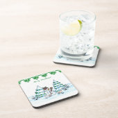 Vrolijk kerstfeest! Snowman met kat en puppy Bier Onderzetter (Rechterzijde)