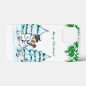 Vrolijk kerstfeest! Snowman met kat en puppy Case-Mate iPhone Case (Achterkant (horizontaal))