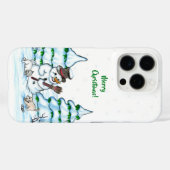 Vrolijk kerstfeest! Snowman met kat en puppy Case-Mate iPhone Case (Achterkant (horizontaal))