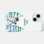 Vrolijk kerstfeest! Snowman met kat en puppy Case-Mate iPhone Case (Achterkant (horizontaal))