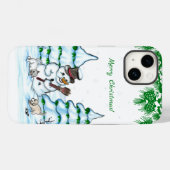 Vrolijk kerstfeest! Snowman met kat en puppy Case-Mate iPhone Case (Achterkant (horizontaal))