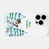 Vrolijk kerstfeest! Snowman met kat en puppy Case-Mate iPhone Case (Achterkant (horizontaal))