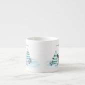 Vrolijk kerstfeest! Snowman met kat en puppy Espresso Kop (Voorkant)