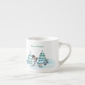 Vrolijk kerstfeest! Snowman met kat en puppy Espresso Kop (Rechts)