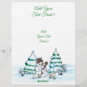 Vrolijk kerstfeest! Snowman met kat en puppy Flyer (Voorkant)