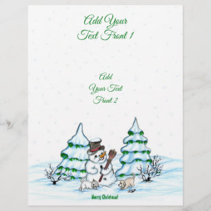 Vrolijk kerstfeest! Snowman met kat en puppy Flyer