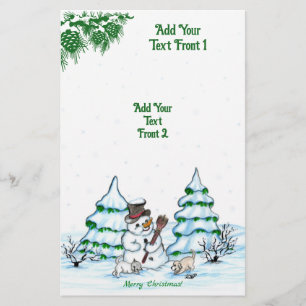 Vrolijk kerstfeest! Snowman met kat en puppy Flyer