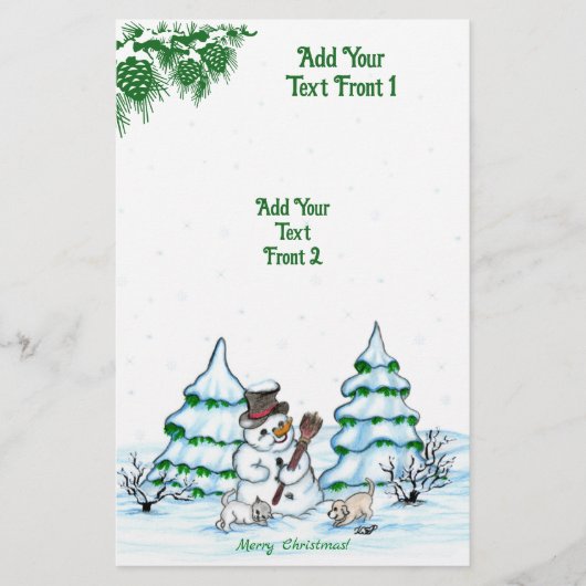 Vrolijk kerstfeest! Snowman met kat en puppy Flyer (Voorkant)