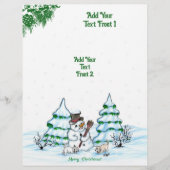 Vrolijk kerstfeest! Snowman met kat en puppy Flyer (Voorkant)