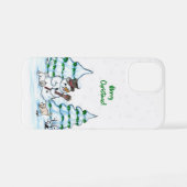 Vrolijk kerstfeest! Snowman met kat en puppy iPhone Hoesje (Achterkant horizontaal)