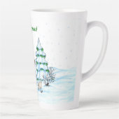 Vrolijk kerstfeest! Snowman met kat en puppy Latte Mok (Rechts)