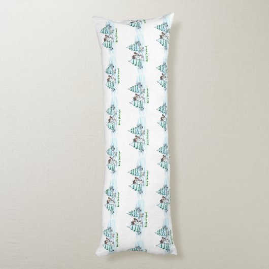 Vrolijk kerstfeest! Snowman met kat en puppy Lichaamskussen (Achterkant (Verticaal))