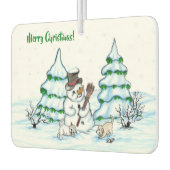 Vrolijk kerstfeest! Snowman met kat en puppy Luchtverfrisser (Links)