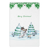 Vrolijk kerstfeest! Snowman met kat en puppy Mini Klembord (Achterkant)