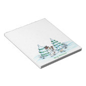 Vrolijk kerstfeest! Snowman met kat en puppy Notitieblok (Schuin)