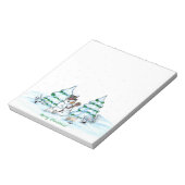 Vrolijk kerstfeest! Snowman met kat en puppy Notitieblok (Linkerzijde)