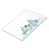 Vrolijk kerstfeest! Snowman met kat en puppy Notitieblok (Schuin)