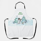 Vrolijk kerstfeest! Snowman met kat en puppy Schort (Voorkant)