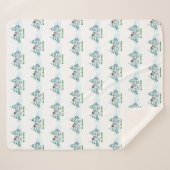 Vrolijk kerstfeest! Snowman met kat en puppy Sherpa Deken (Voorkant (horizontaal))