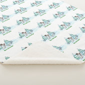 Vrolijk kerstfeest! Snowman met kat en puppy Sherpa Deken (3/4)