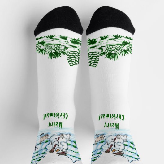 Vrolijk kerstfeest! Snowman met kat en puppy Sokken (Top)