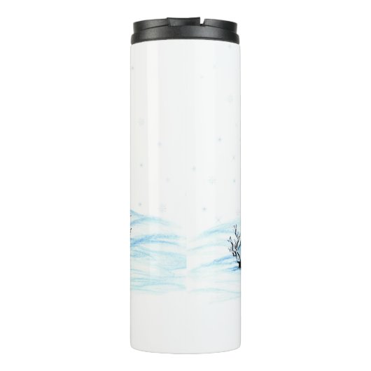 Vrolijk kerstfeest! Snowman met kat en puppy Thermosbeker (Achterkant)