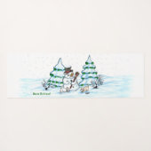 Vrolijk kerstfeest! Snowman met kat en puppy Yogamat (Achterkant (horizontaal))