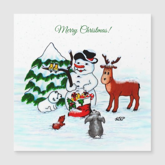 Vrolijk kerstfeest! Snowman met vrienden (Voorkant)