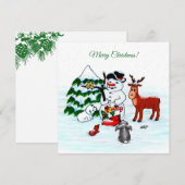 Vrolijk kerstfeest! Snowman met vrienden (Voorkant / Achterkant)