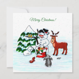 Vrolijk kerstfeest! Snowman met vrienden