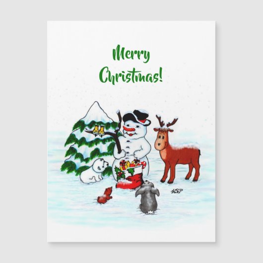 Vrolijk kerstfeest! Snowman met vrienden (Voorkant)