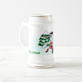 Vrolijk kerstfeest! Snowman met vrienden Bierpul (Voorkant links)