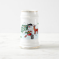 Vrolijk kerstfeest! Snowman met vrienden