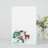 Vrolijk kerstfeest! Snowman met vrienden Briefpapier (Staand voorkant)
