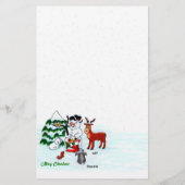 Vrolijk kerstfeest! Snowman met vrienden Briefpapier (Achterkant)