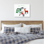 Vrolijk kerstfeest! Snowman met vrienden Canvas Afdruk (Insitu (Slaapkamer))