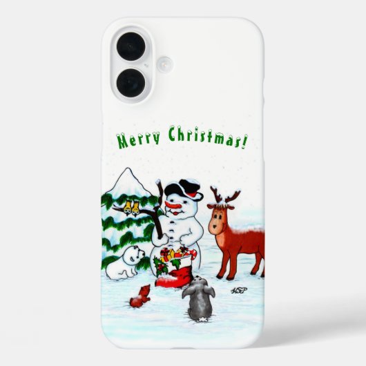 Vrolijk kerstfeest! Snowman met vrienden Case-Mate iPhone Case (Achterkant)
