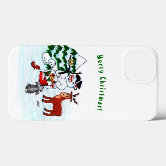 Vrolijk kerstfeest! Snowman met vrienden Case-Mate iPhone Case (Achterkant (horizontaal))