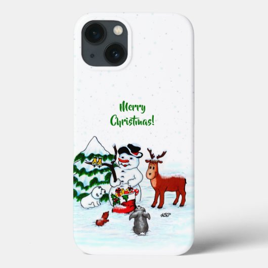 Vrolijk kerstfeest! Snowman met vrienden Case-Mate iPhone Case (Achterkant)